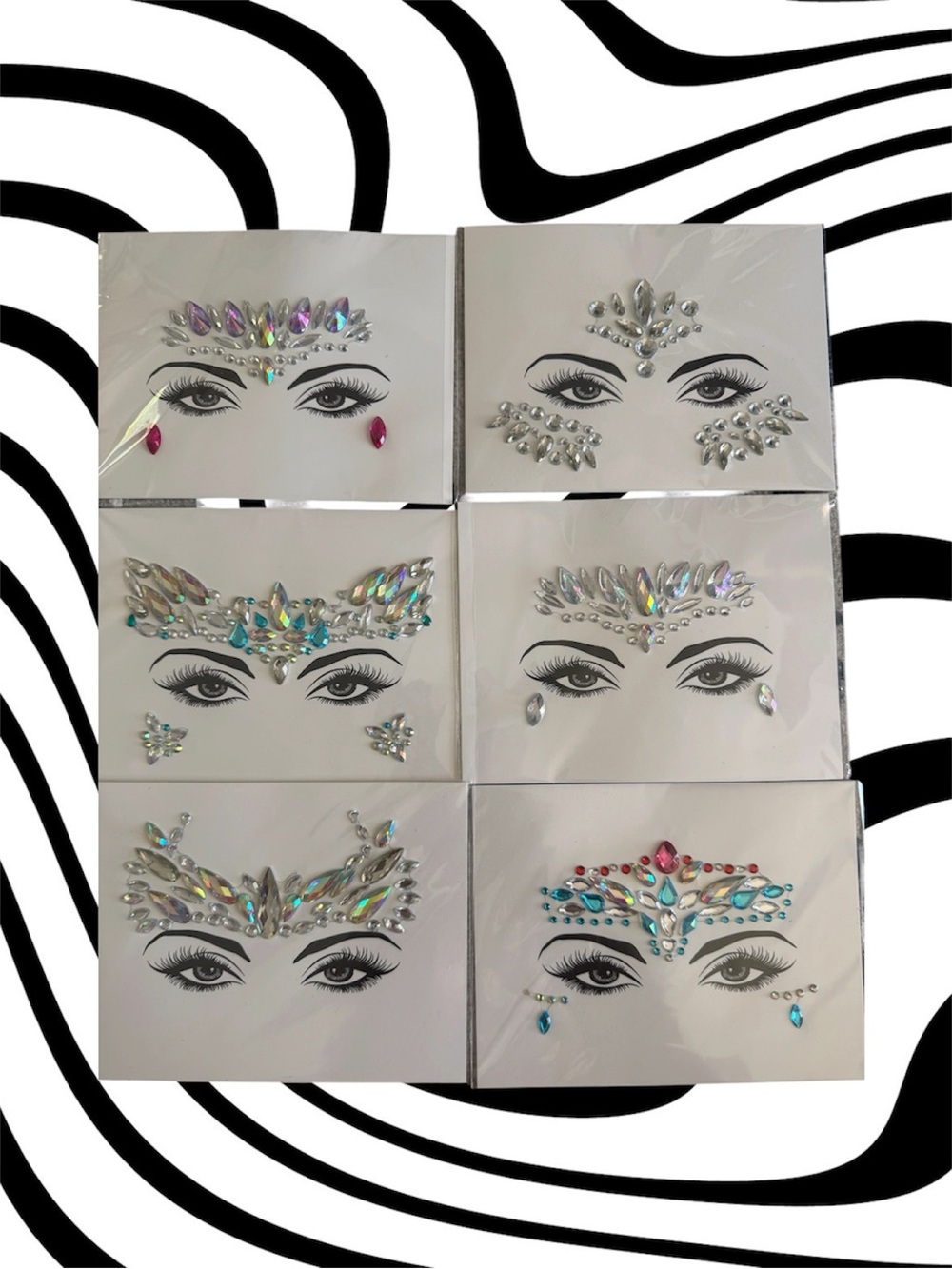 Festival Face Gems Stickers – Iridescent & Silver Accent Pack
